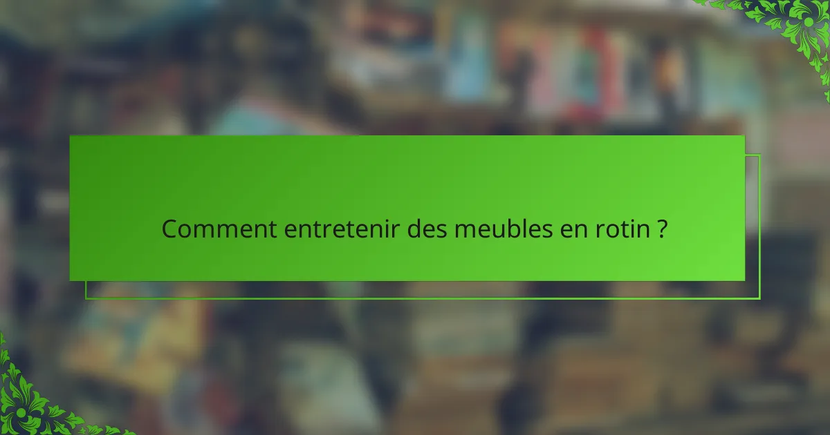 Comment entretenir des meubles en rotin ?