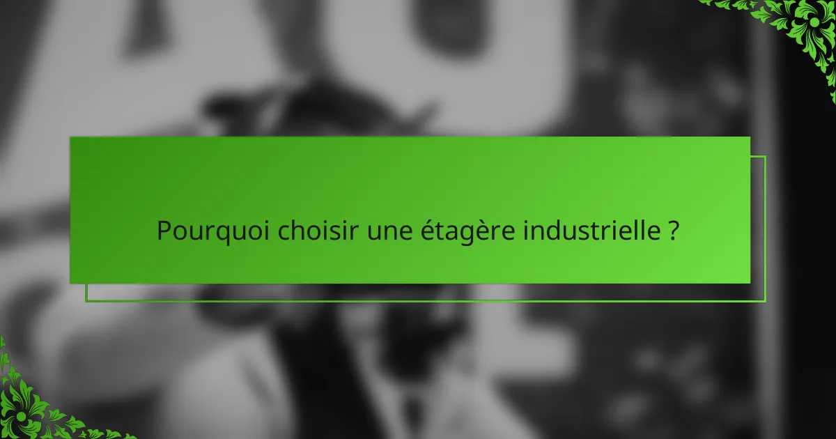 Pourquoi choisir une étagère industrielle ?