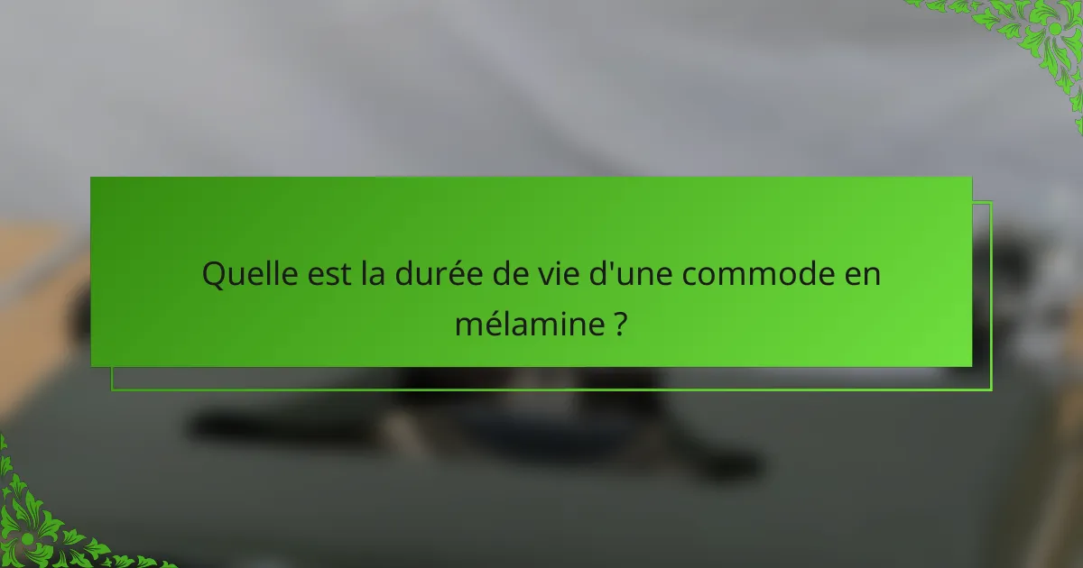Quelle est la durée de vie d'une commode en mélamine ?